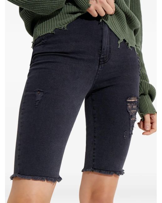 SER.O.YA Gray Maya Distressed-Effect Shorts