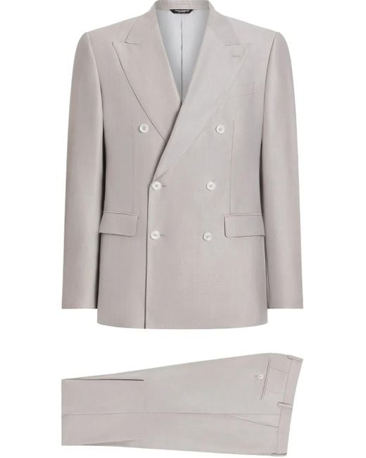 Dolce & Gabbana Gray Deconstructed Double-Breasted Wool And Silk Suit for men