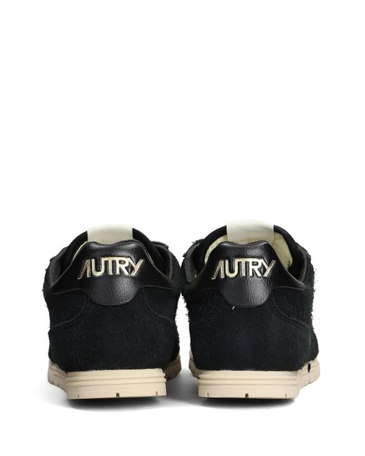 Autry Black Windspin Sneakers Aus Gebürstetem Veloursleder Mit Lederbesätzen Und Perforationen