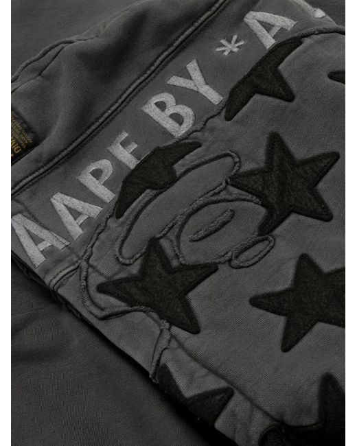 Aape By A Bathing Ape Black Star Hooded Cotton Hoodie for men