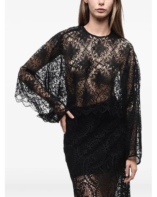 Beaufille Black Kubrick Macramé Lace Blouse