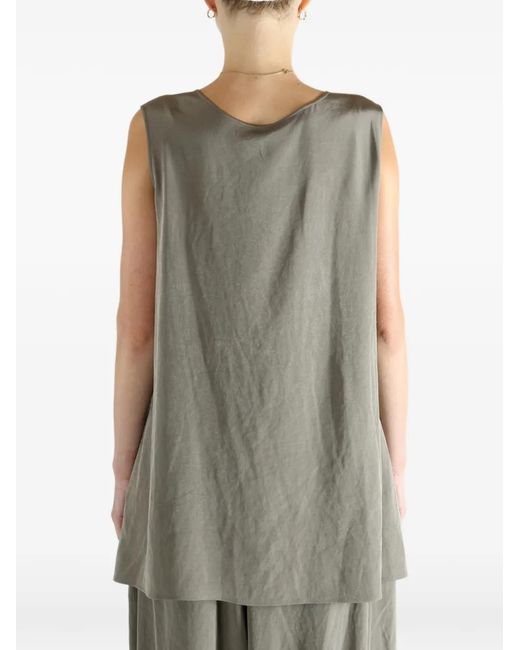 Y's Yohji Yamamoto Gray Ruffled Square-Neck Top