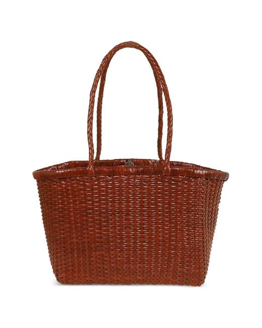 Dragon Diffusion Brown Small B Weave Leather Tote Bag
