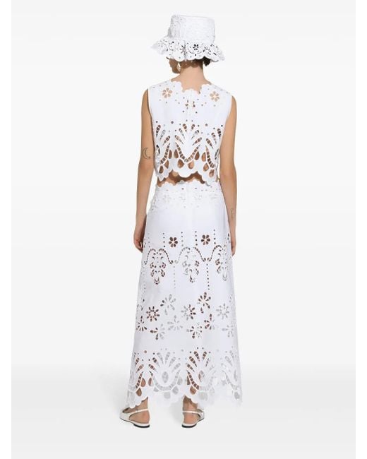 Dolce & Gabbana White Cut-Out Cotton Crop Top