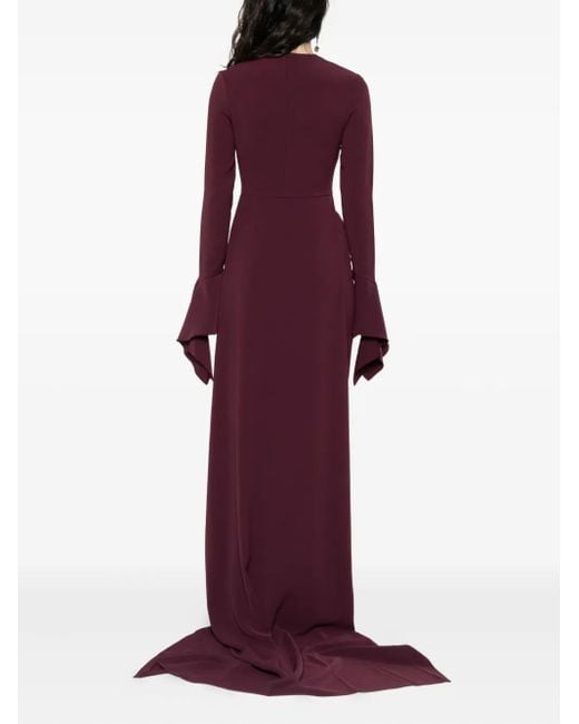 Solace London Purple The Blake Flared-Sleeve Maxi Dress