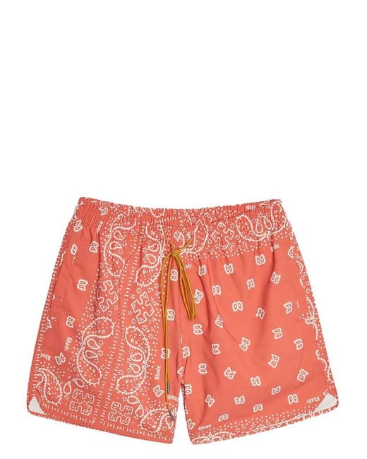 Rhude Red Bandana-Print Swimming Shorts for men