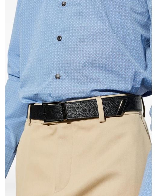Ferragamo White Pebbled Leather Belt for men