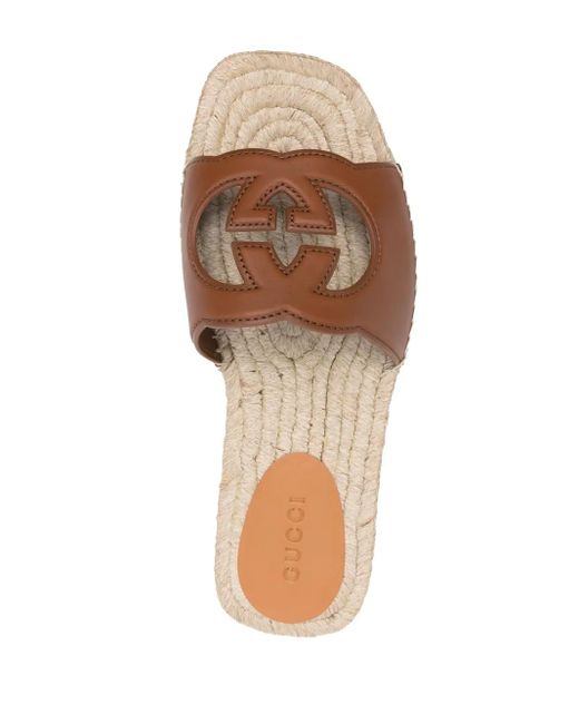 メンズ Gucci インターロッキングg エスパドリーユサンダル Brown