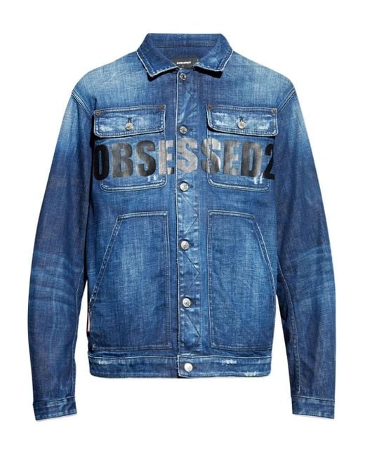 DSquared² Blue Denim Jacket With Logo for men