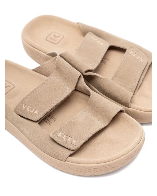 Veja Brown Touch-Strap Platform Sandals