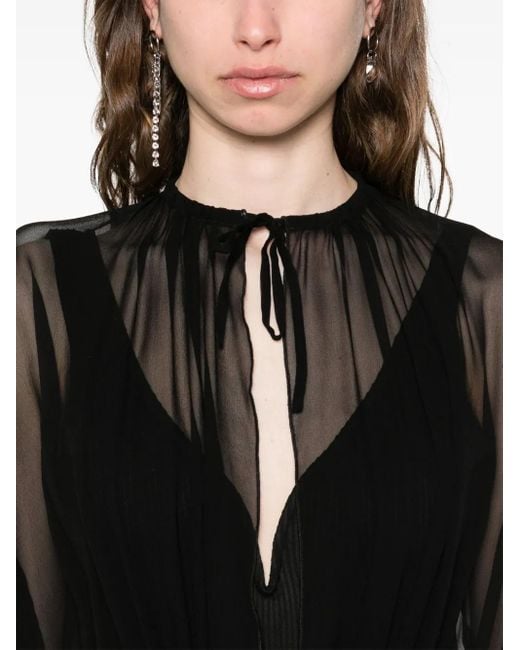 Monot Black Ärmelloses Maxikleid mit Sheer-Effekt