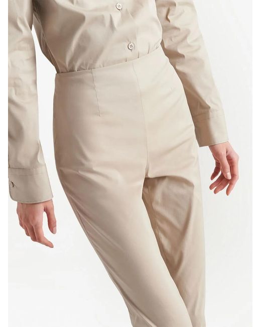 Prada Natural High-Waisted Slim-Cut Trousers