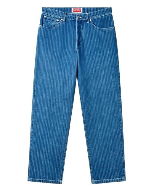 KENZO Blue Botan Striped Jeans for men