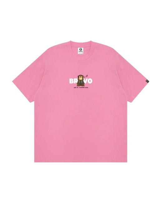 Aape By A Bathing Ape Pink Bravo Monkey-Embellished T-Shirt for men