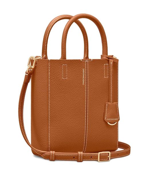 Bolso shopper mini de piel con asas enrolladas Maison De Sabre de color Brown