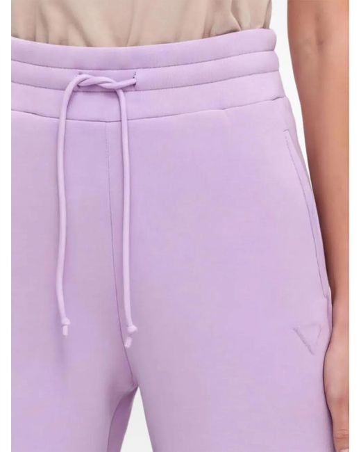 Guess Purple Scuba Drawstring Logo-Patch Shorts