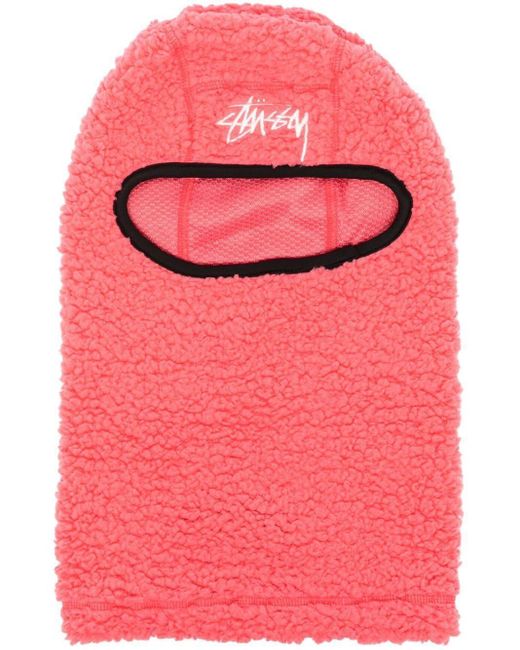 Stussy Pink Fleece-texture Balaclava for men