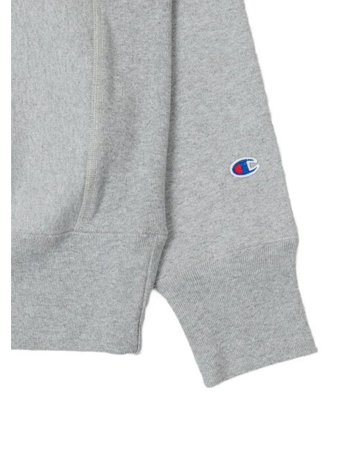 Champion Gray Embroidered-Logo Crew-Neck Sweater for men