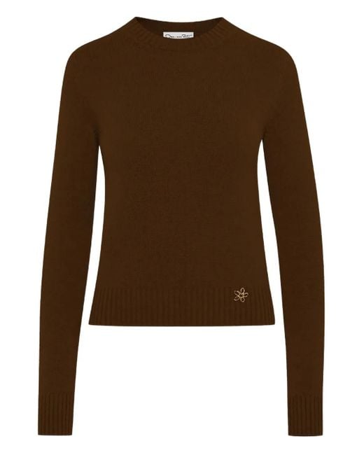 Oscar de la Renta Brown Scarf-Detail Sweater