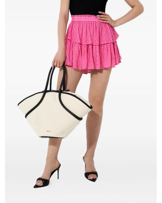 LoveShackFancy Pink Ruffled Polka-Dot Mini Skirt