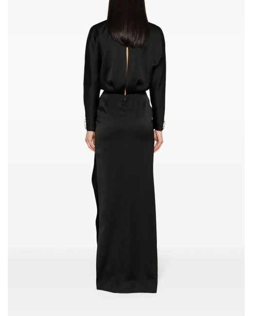 Genny Black Satin Maxi Dress