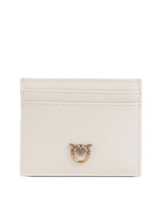 Pinko Natural Leather Card Holder With Love Birds Logo