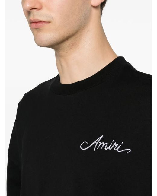 Amiri Black Logo-Embroidered T-Shirt for men