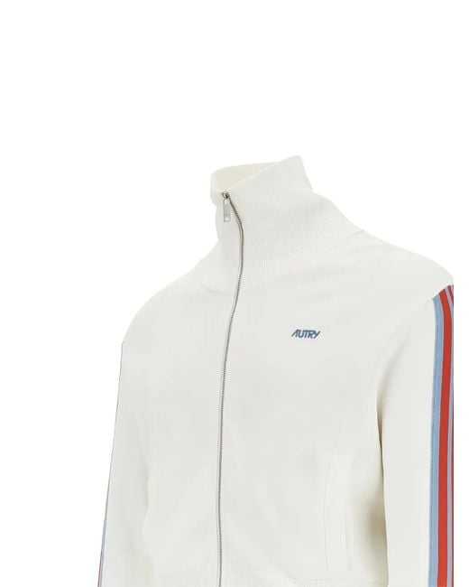 Autry White Veste Rayée À Col Cheminée for men