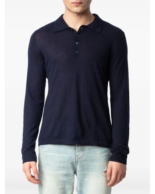 Zadig & Voltaire Dimi Kasjmier Poloshirt in het Blue voor heren