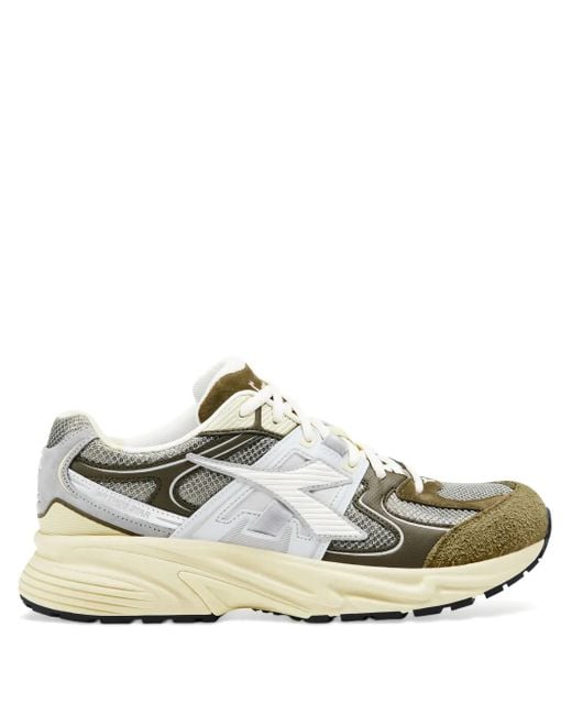 Diadora White Mesh-Panel Suede Sneakers for men