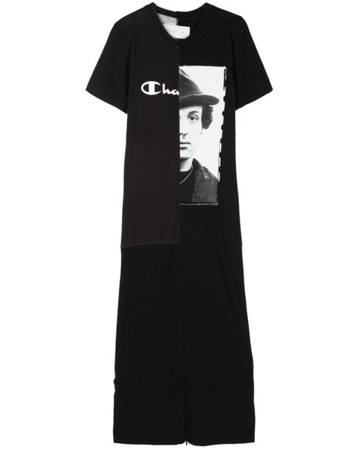 Conner Ives Black Graphic-print Cotton Maxi Dress