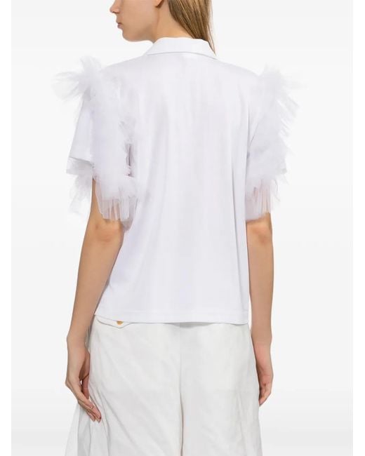 Noir Kei Ninomiya White Ruffled Polo Shirt