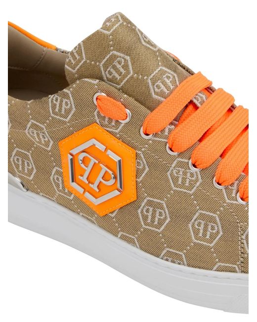 Philipp Plein Brown Jacquard Monogram Low-Top Sneakers for men