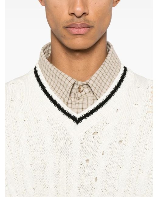 Marni White Cable-Knit Sweater for men