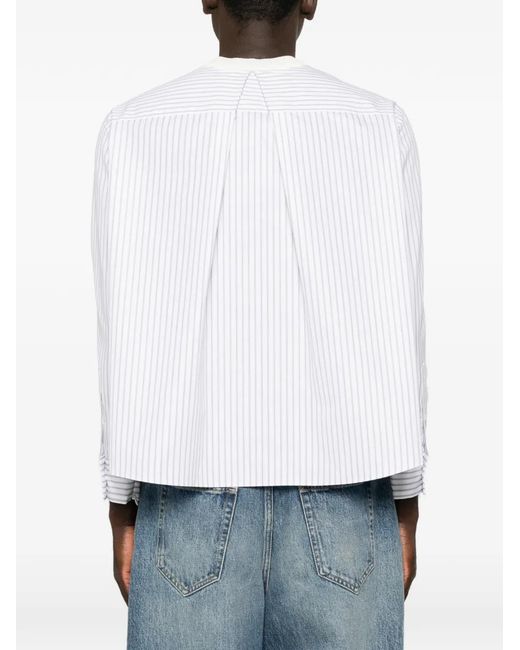 Sacai White Striped-Panel Sweater for men