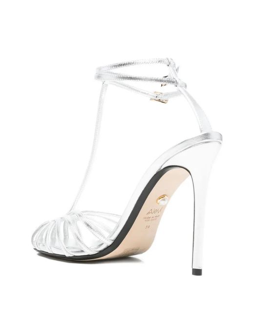 ALEVI White Buckle-Strap Sandals