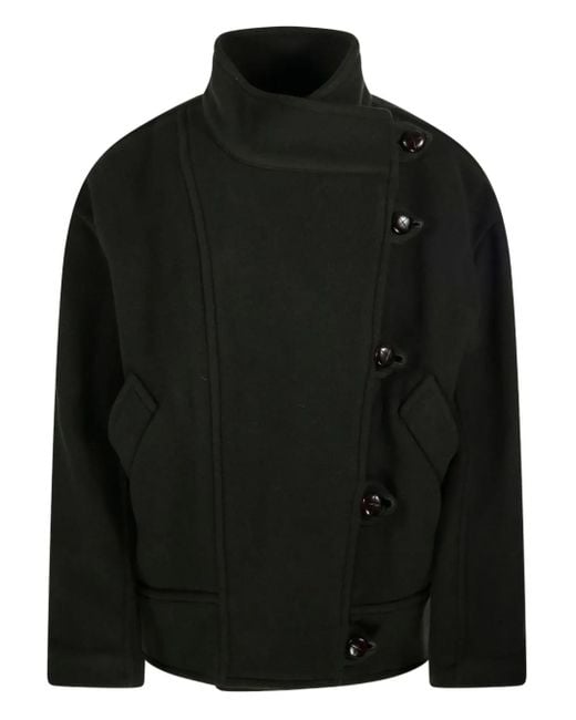 Isabel Marant Black Hanis High-Neck Buttoned Coat