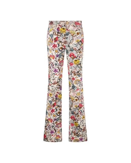 Roberto Cavalli White Florentine Flowers Trousers