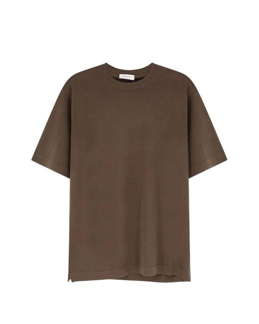 Bramani Cashmere Brown Crew-Neck Short-Sleeve T-Shirt for men
