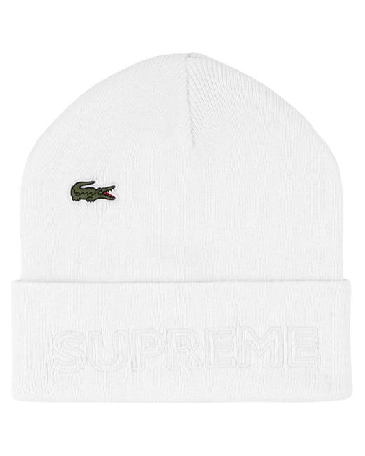 Supreme X Lacoste knitted beanie hat in Weiß | Lyst DE