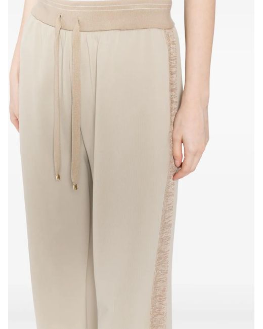 Lorena Antoniazzi Natural Cotton-Blend Track Pants