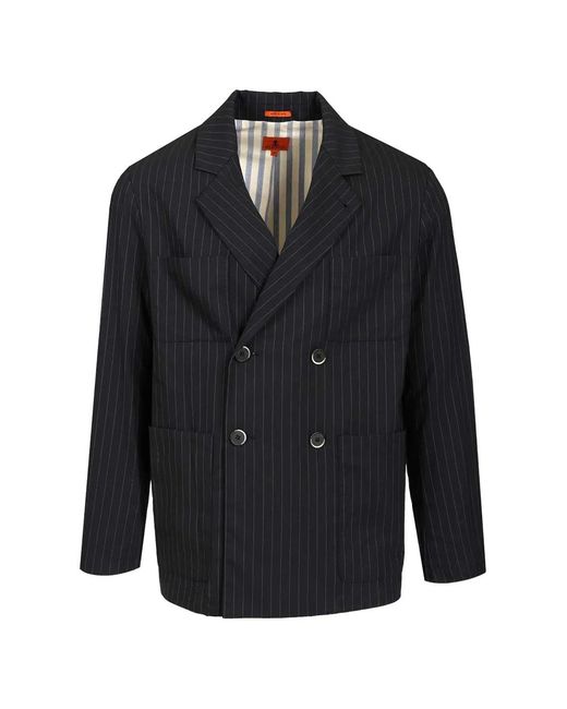 Barena Blue Button Striped Blazer for men