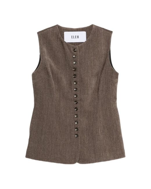 ELEH Brown Corduroy-Effect Button-Up Top