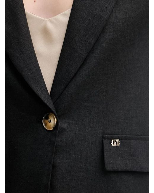 GAUDI Black Single-Breasted Notched-Lapels Blazer