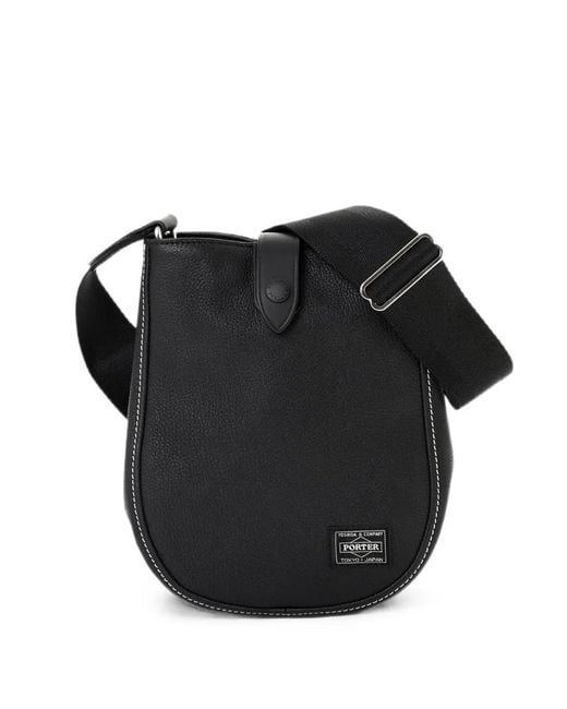 Porter-Yoshida and Co Black Large Cisco Leather Shoulder Bag