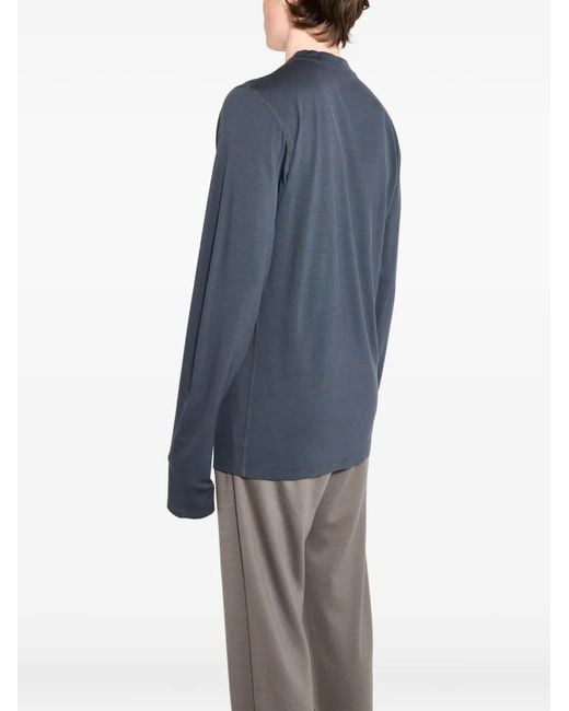 Rier Blue Long-Sleeve Round-Neck T-Shirt for men