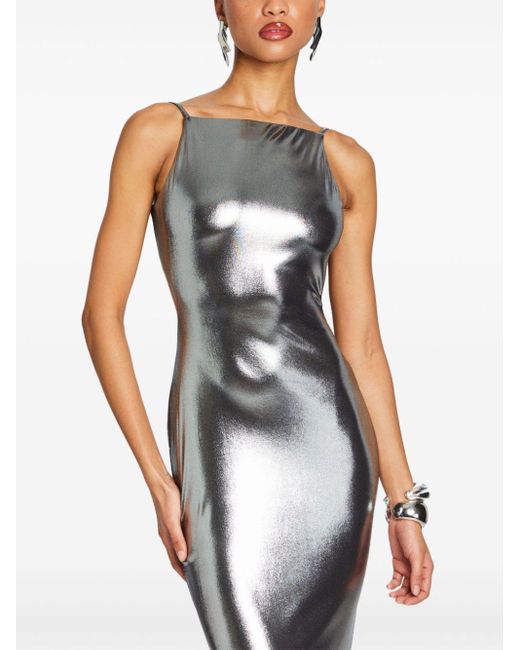 retroféte Gray Romilly Metallic Open-back Gown