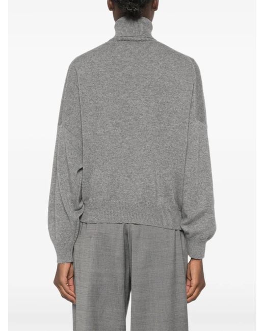 Brunello Cucinelli Gray Cashmere Turtle-Neck Sweater