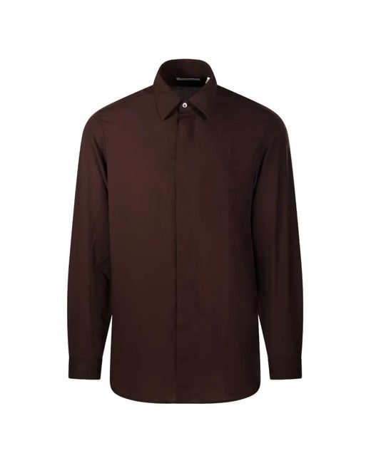 Lardini Brown Concealed-Front Shirt for men