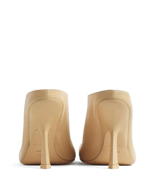 Mugler Natural Square-Toe Leather Mules
